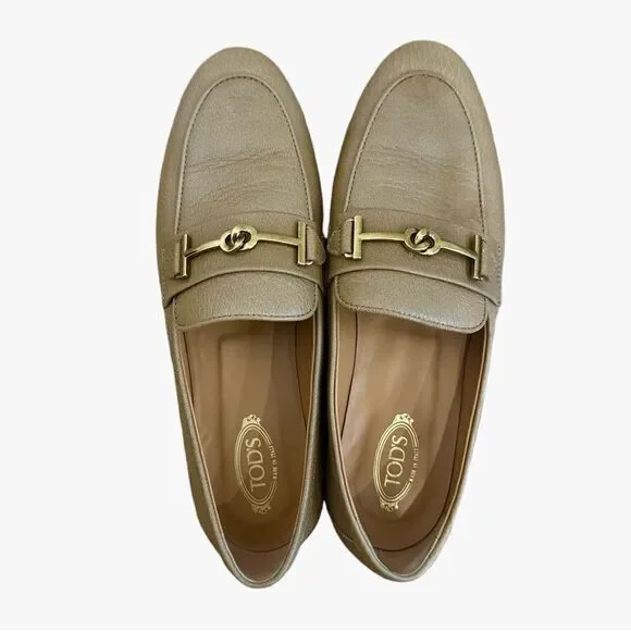 TOD’S Embellished Leather Loafer in Tan